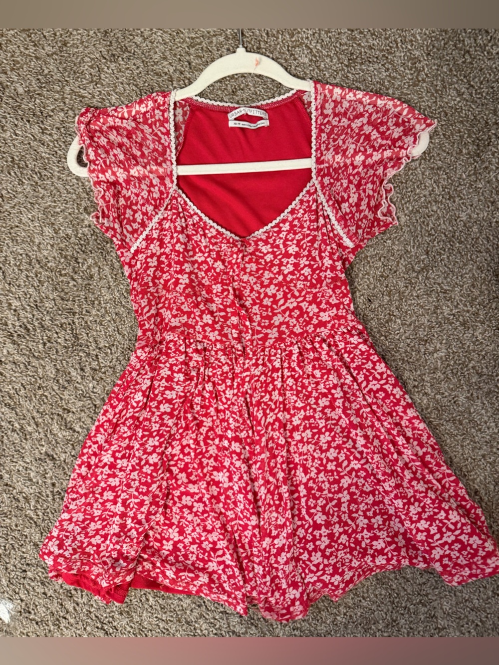 UO Hot Pink Redish Floral Ruffled Sundress Size XS